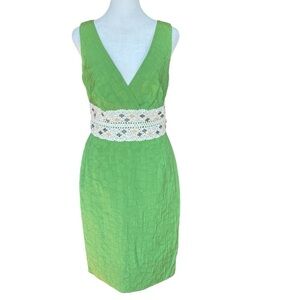 KAY UNGER Green Crochet Mini Dress